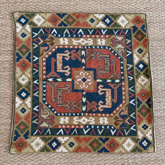 Suzani Embroidered Euro Pillow Cover 29” Square